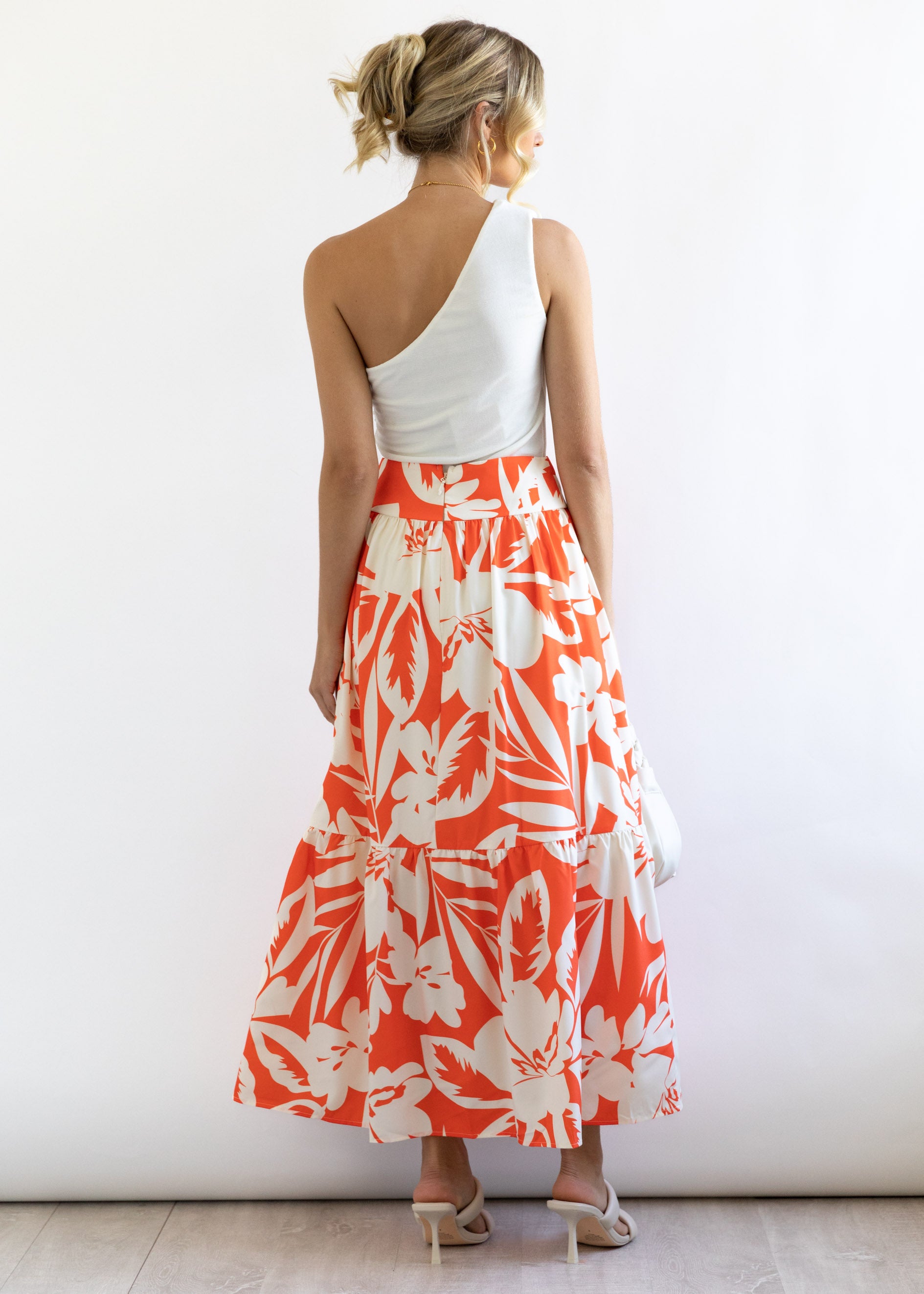 Poscio Midi Skirt - Orange Floral
