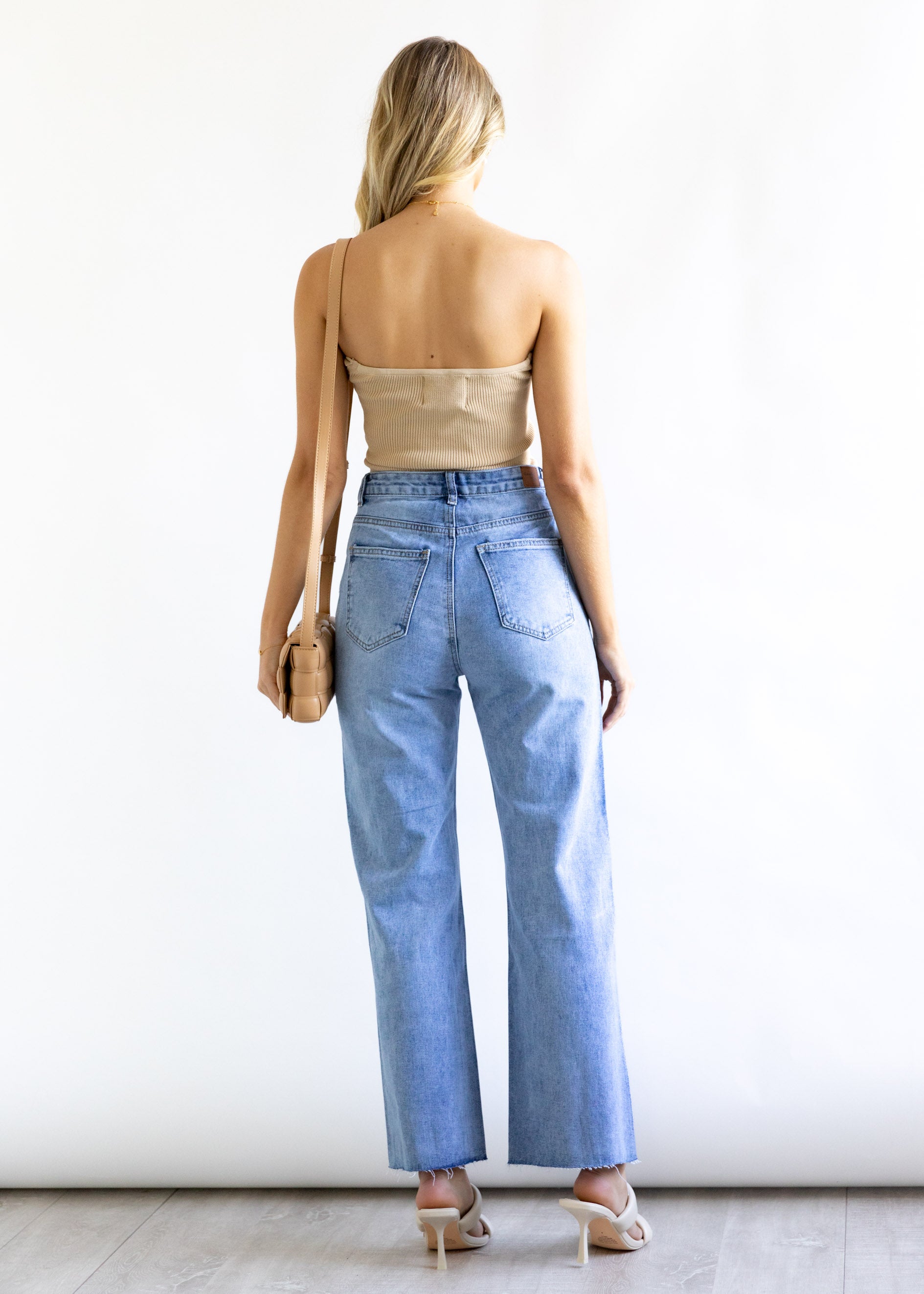 Reagan Wide Leg Jeans - Washed Blue