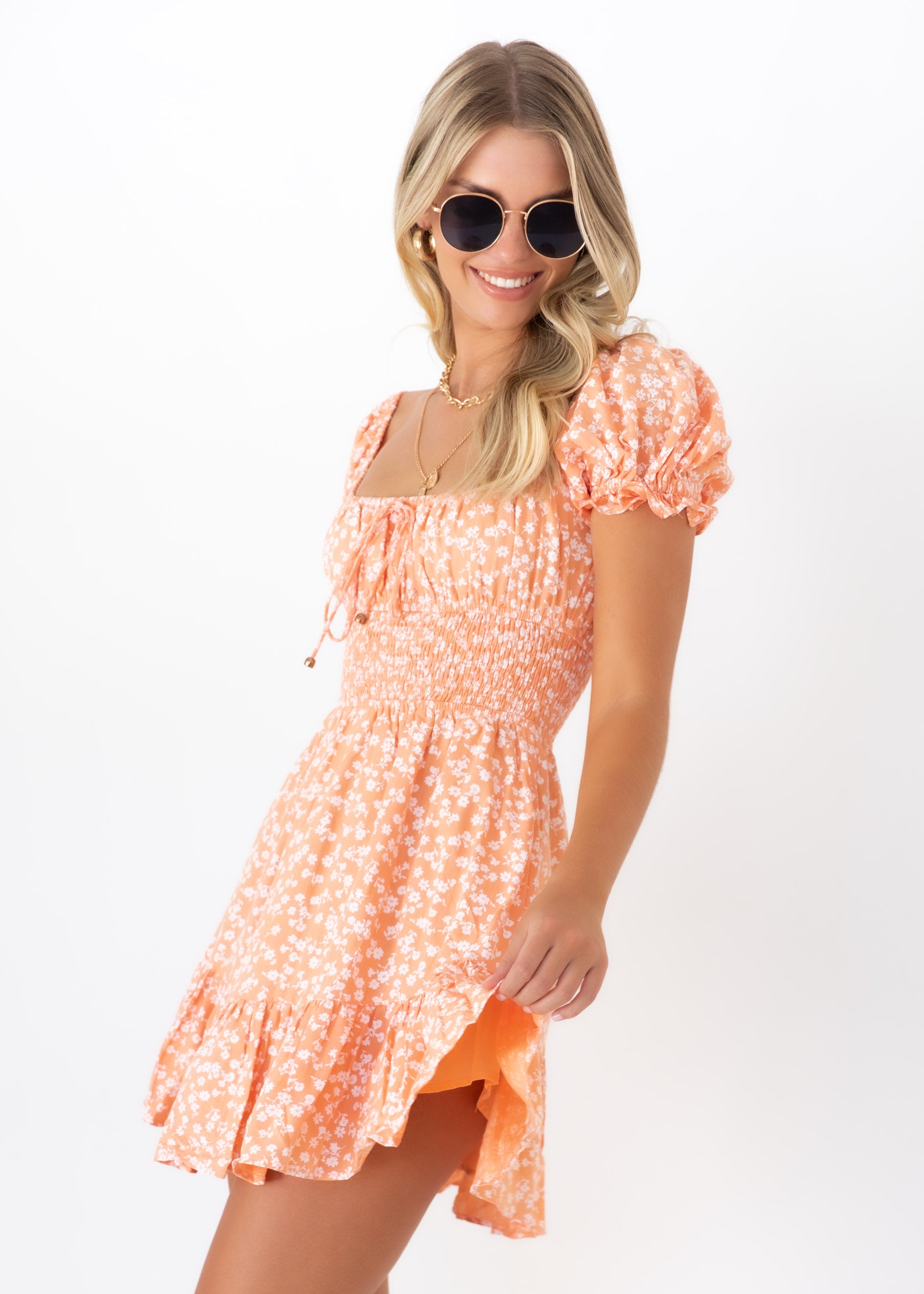 Mirey Dress - Orange Floral