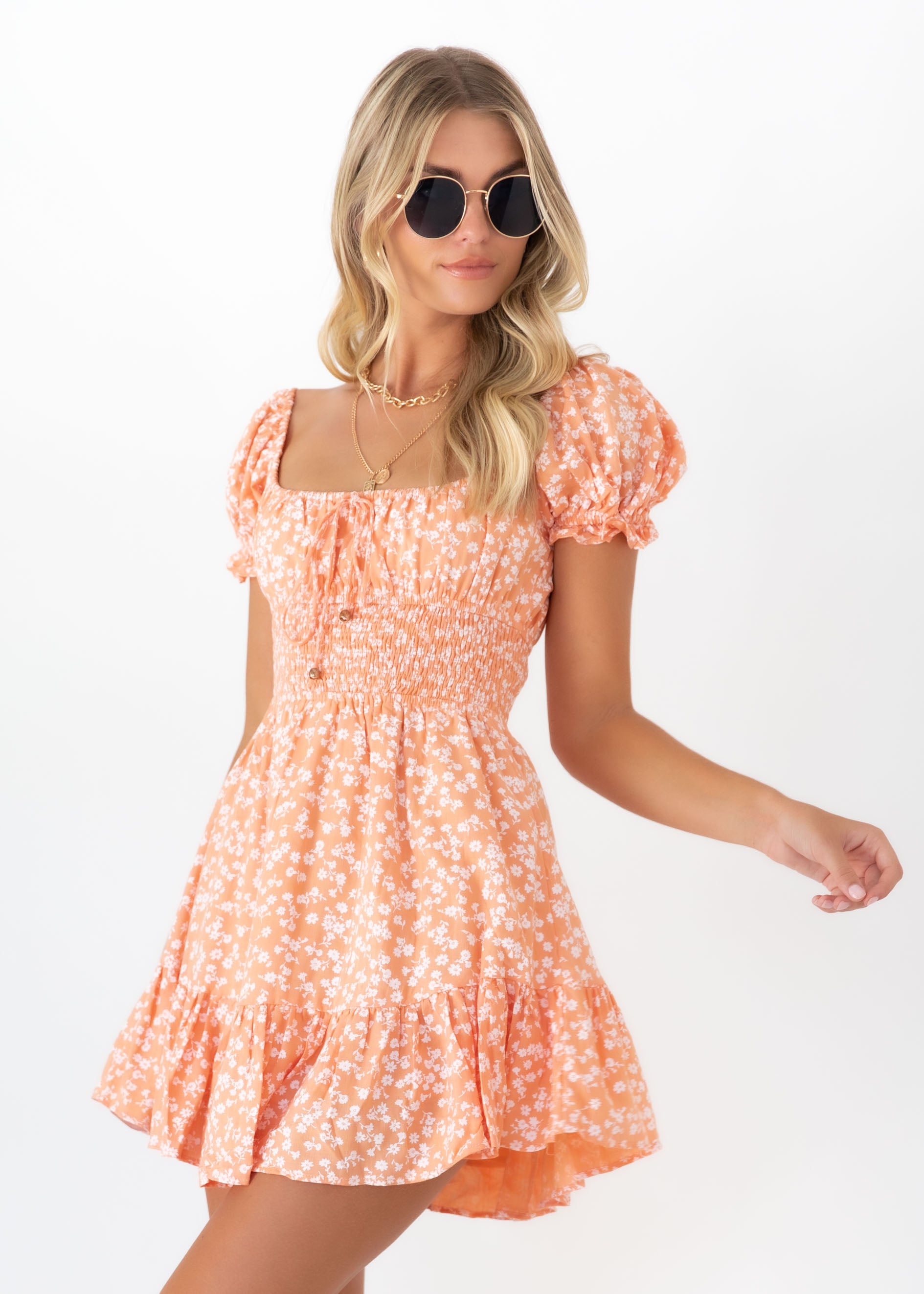 Mirey Dress - Orange Floral