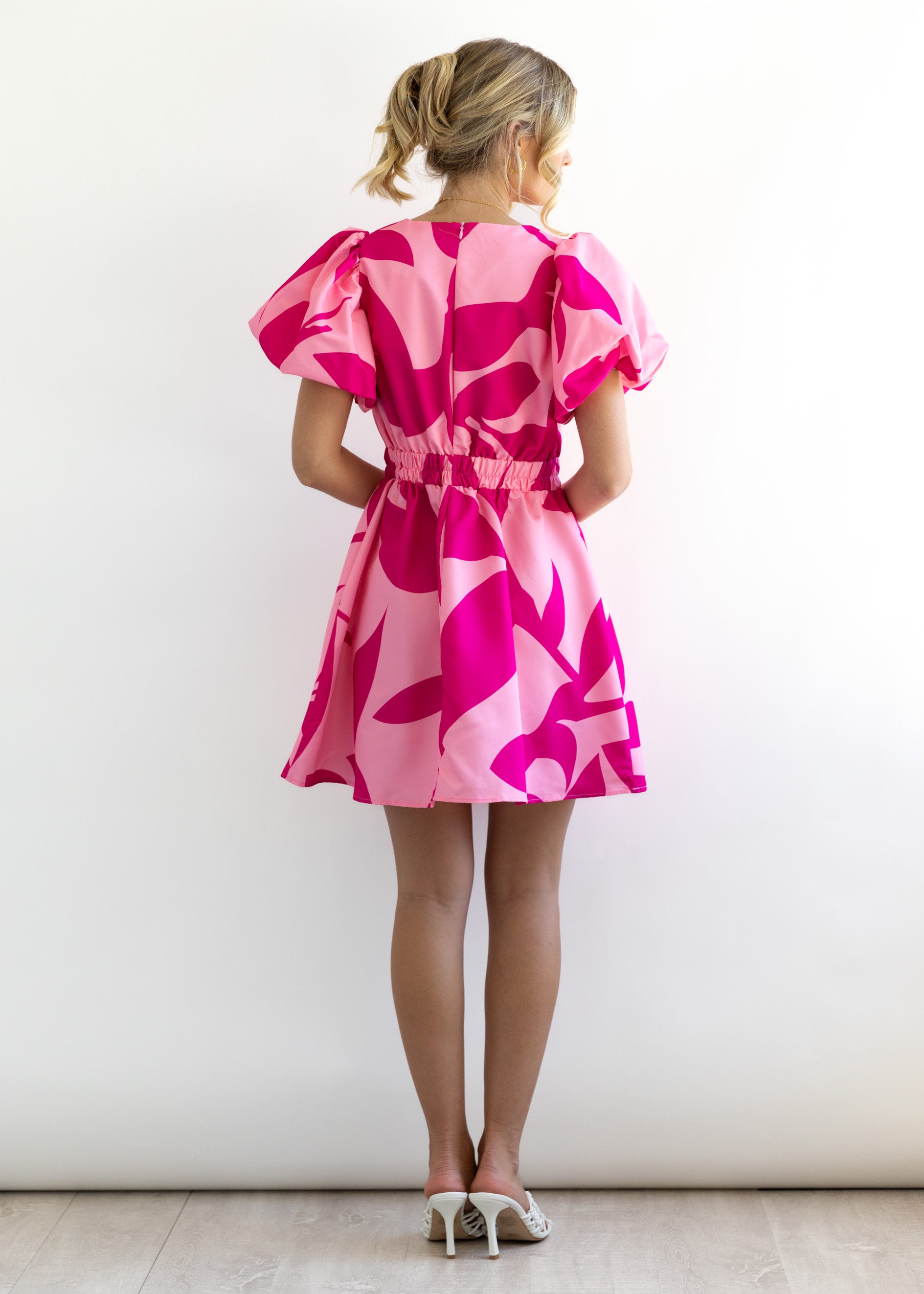 Herington Dress - Pink Leaf