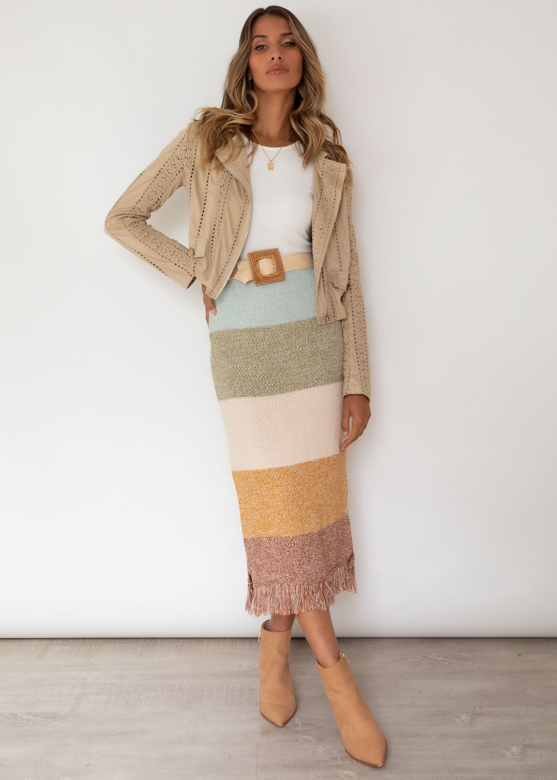 Pampas Knit Maxi Skirt - Autumn