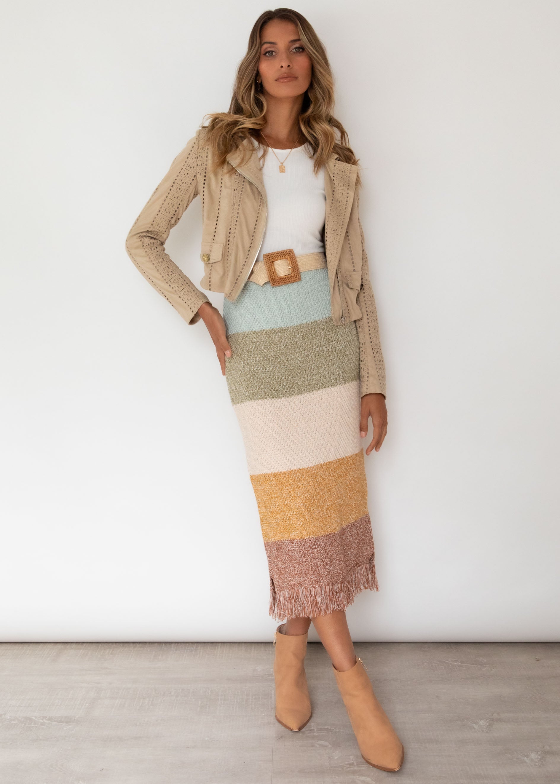 Pampas Knit Maxi Skirt - Autumn