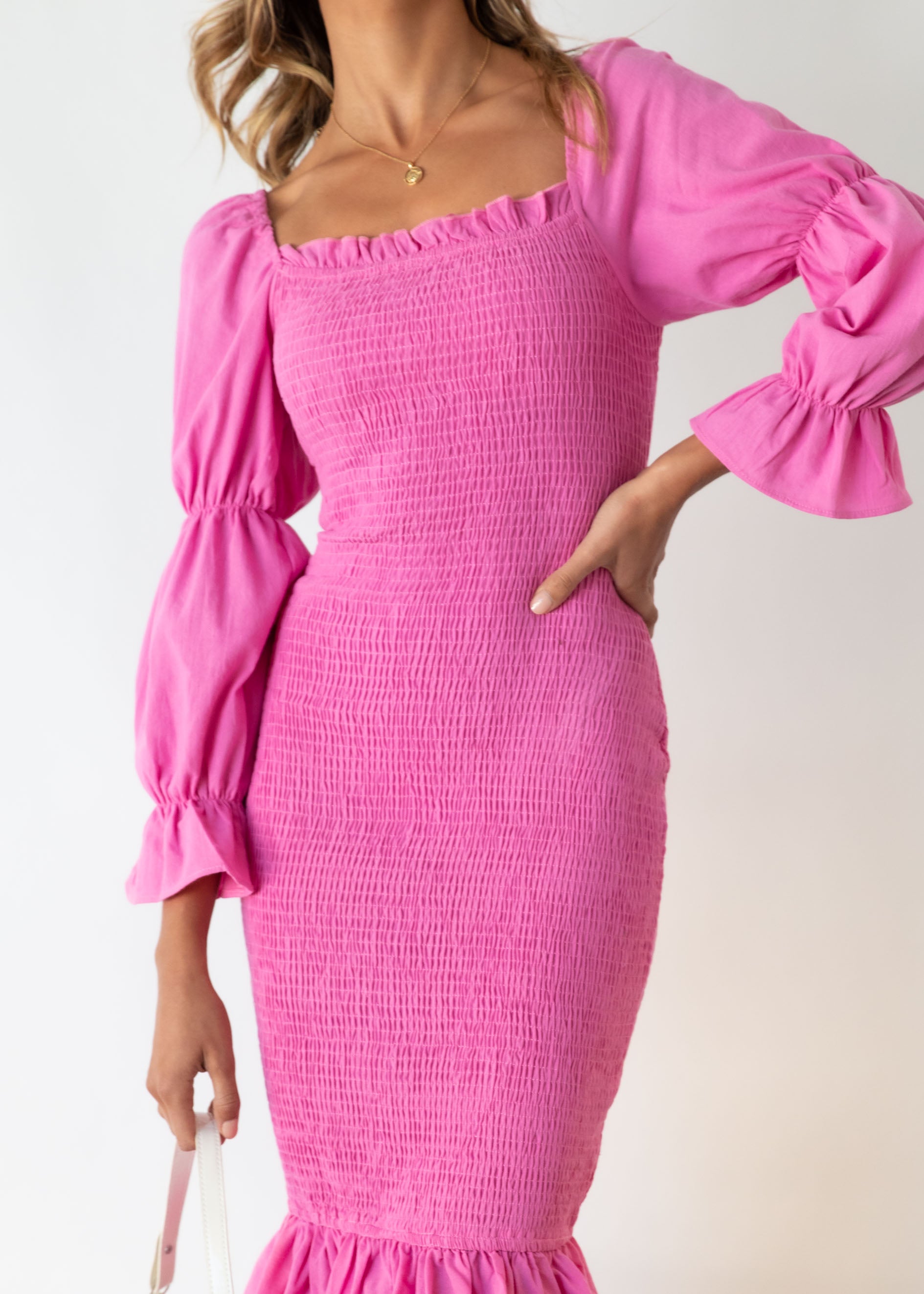 Dare To Dream Midi Dress - Hot Pink