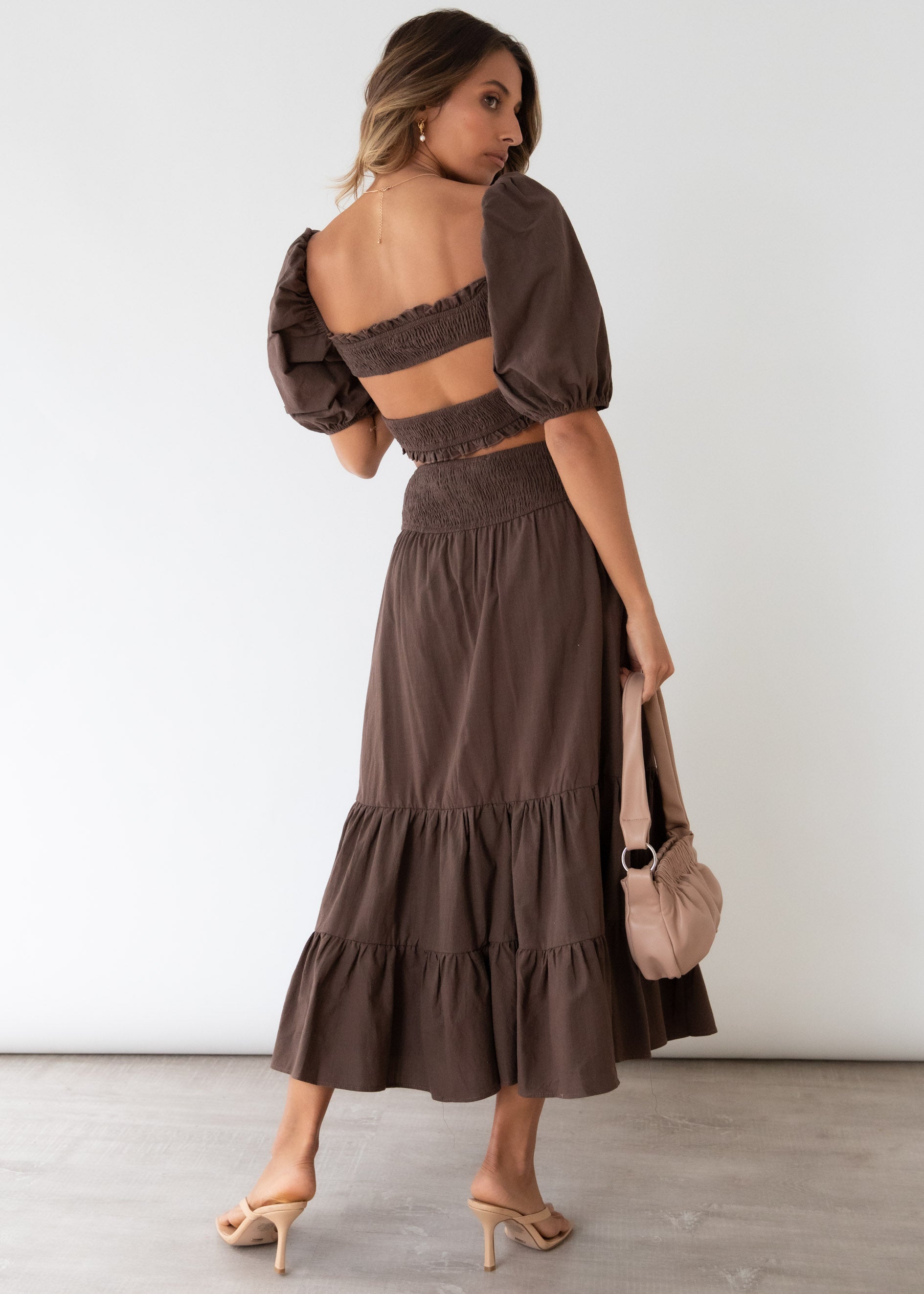 Press Pause Midi Skirt - Chocolate