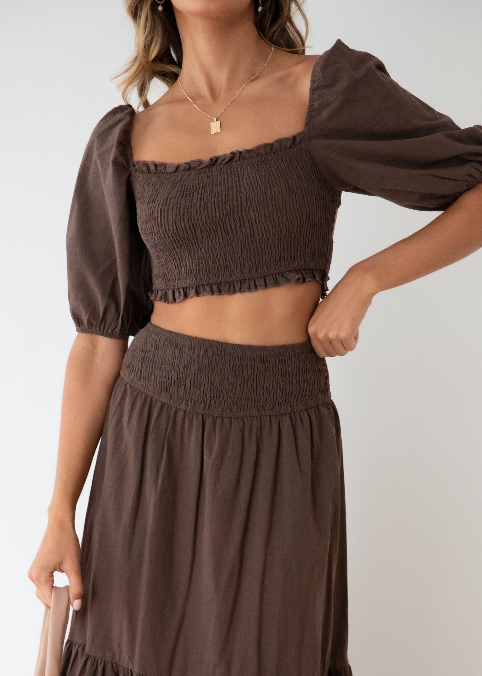 Press Pause Midi Skirt - Chocolate