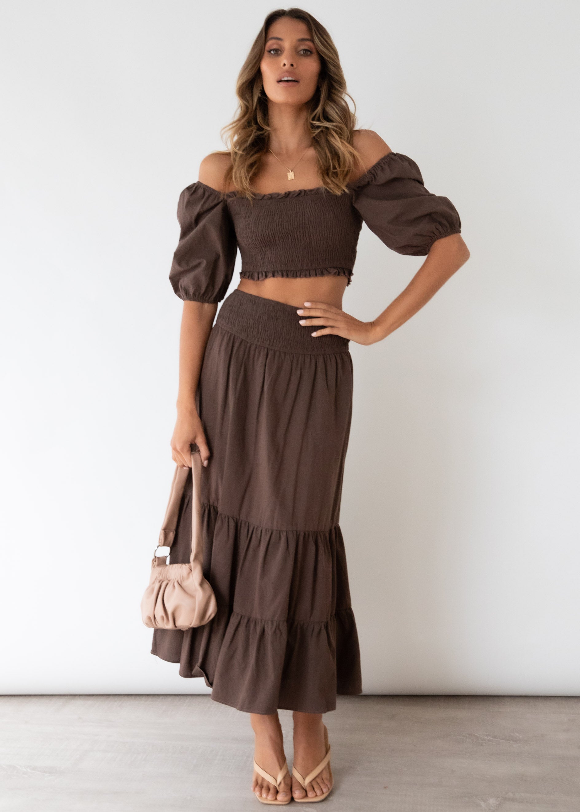 Press Pause Midi Skirt - Chocolate