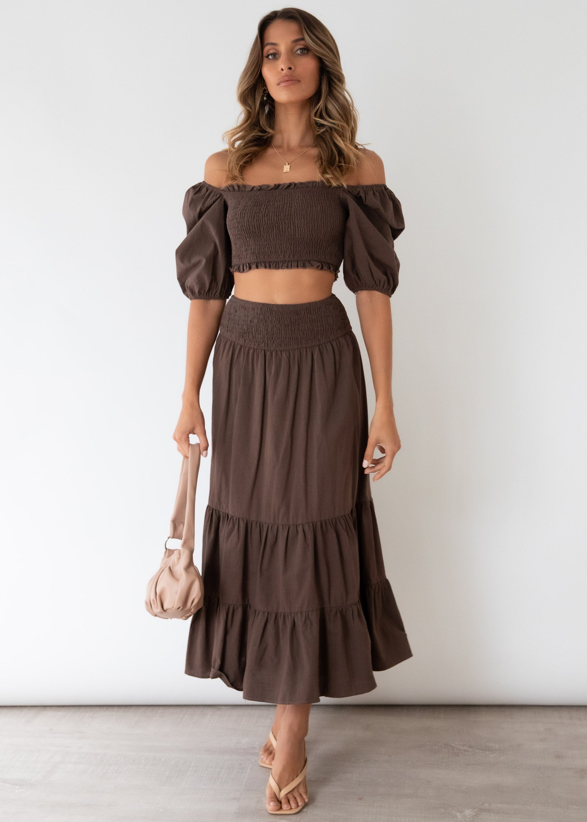 Press Pause Midi Skirt - Chocolate