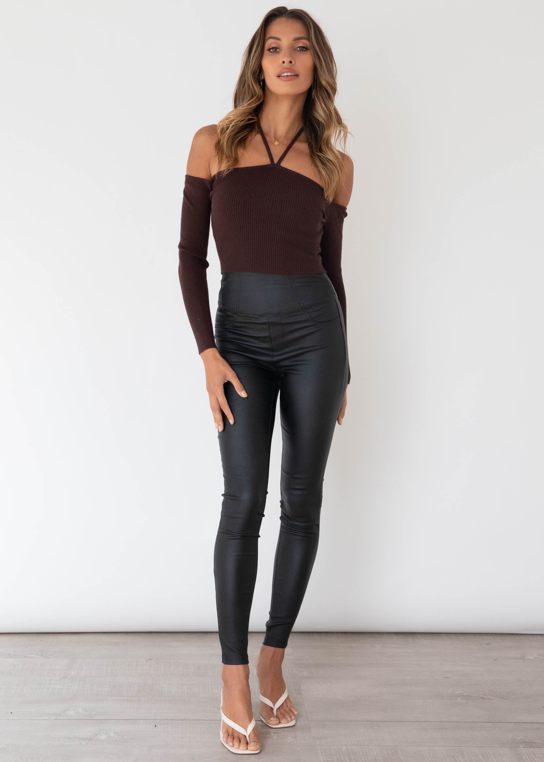Open Hearts Knit Top - Chocolate
