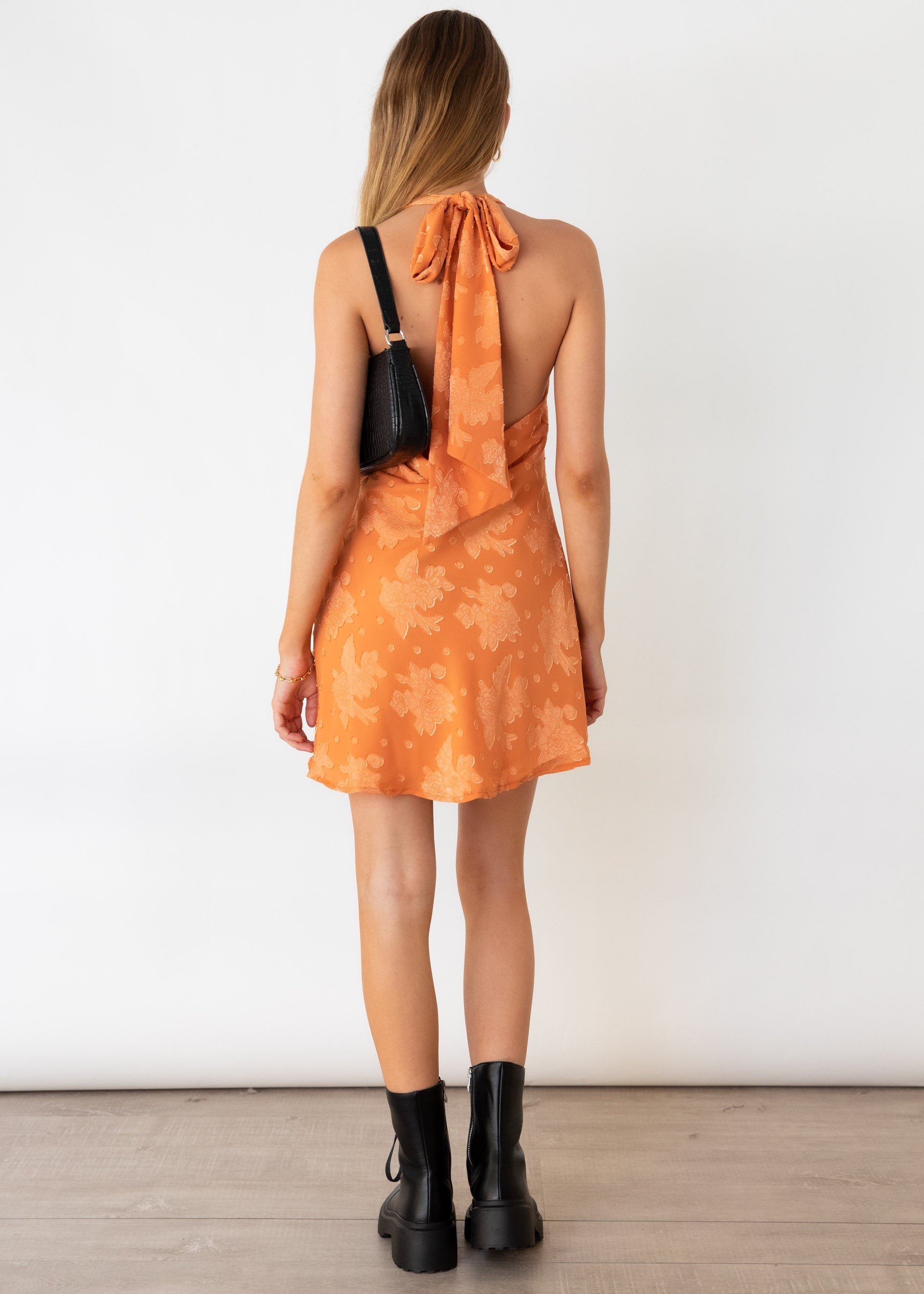 Brooklee Halter Dress - Tangerine