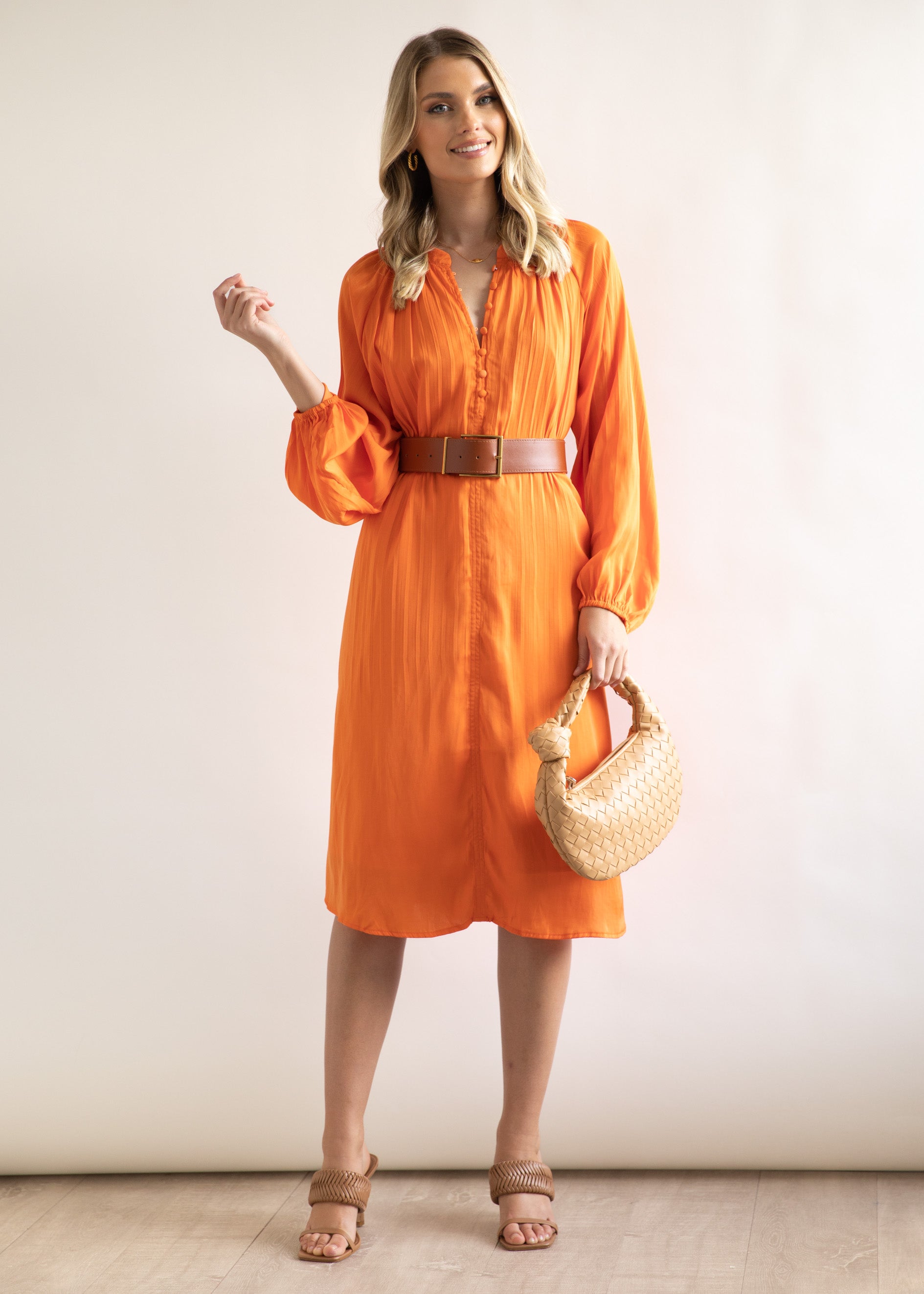 Hazal Midi Dress - Orange