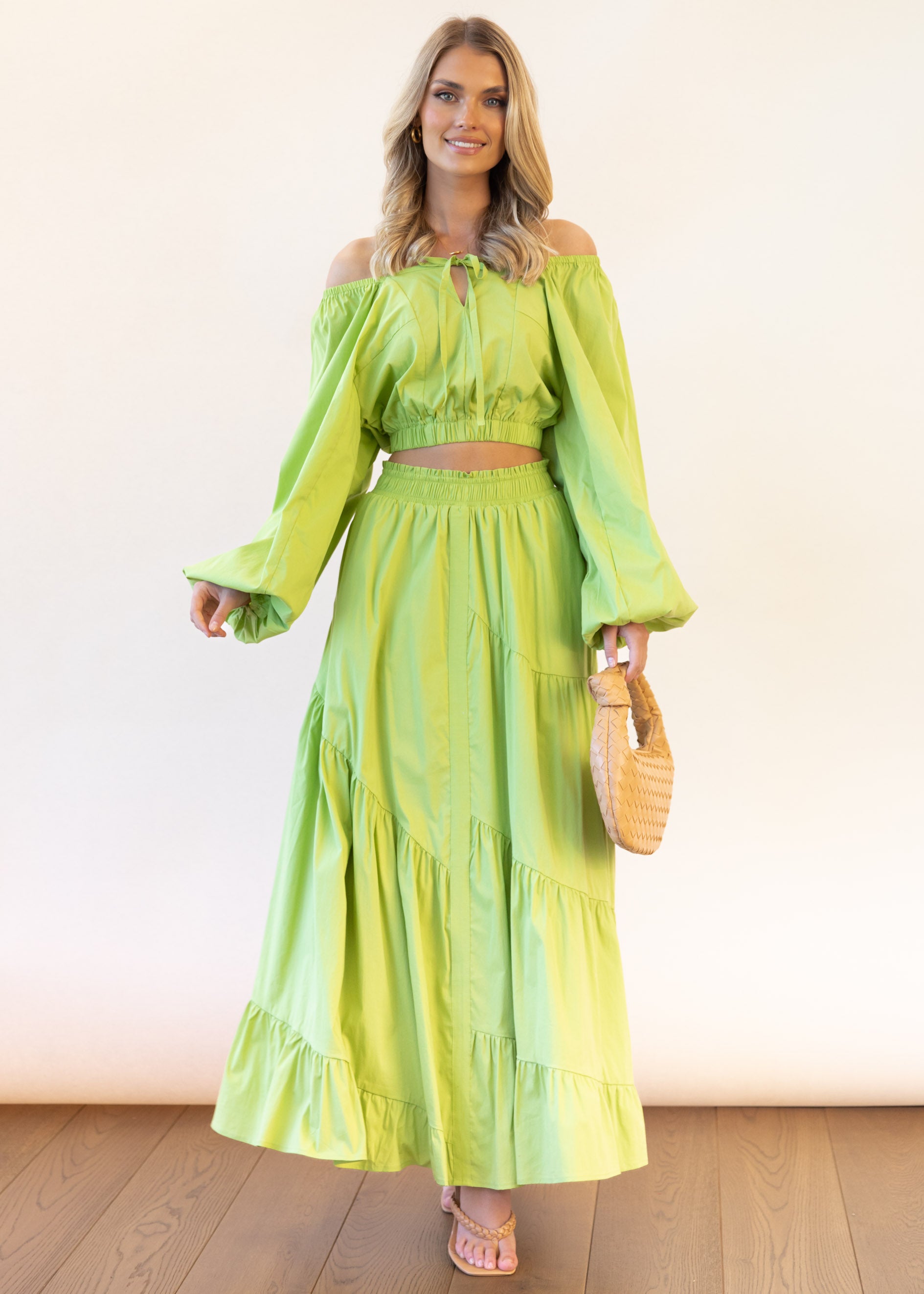 Gillia Cropped Blouse - Lime