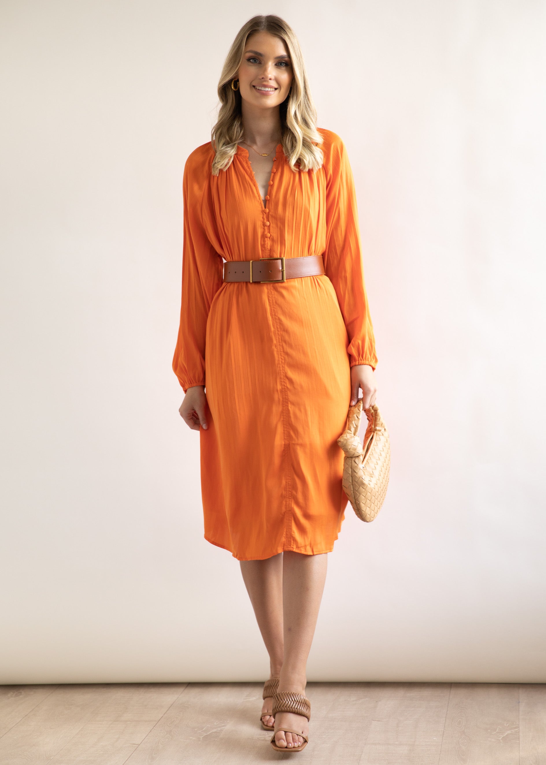 Hazal Midi Dress - Orange