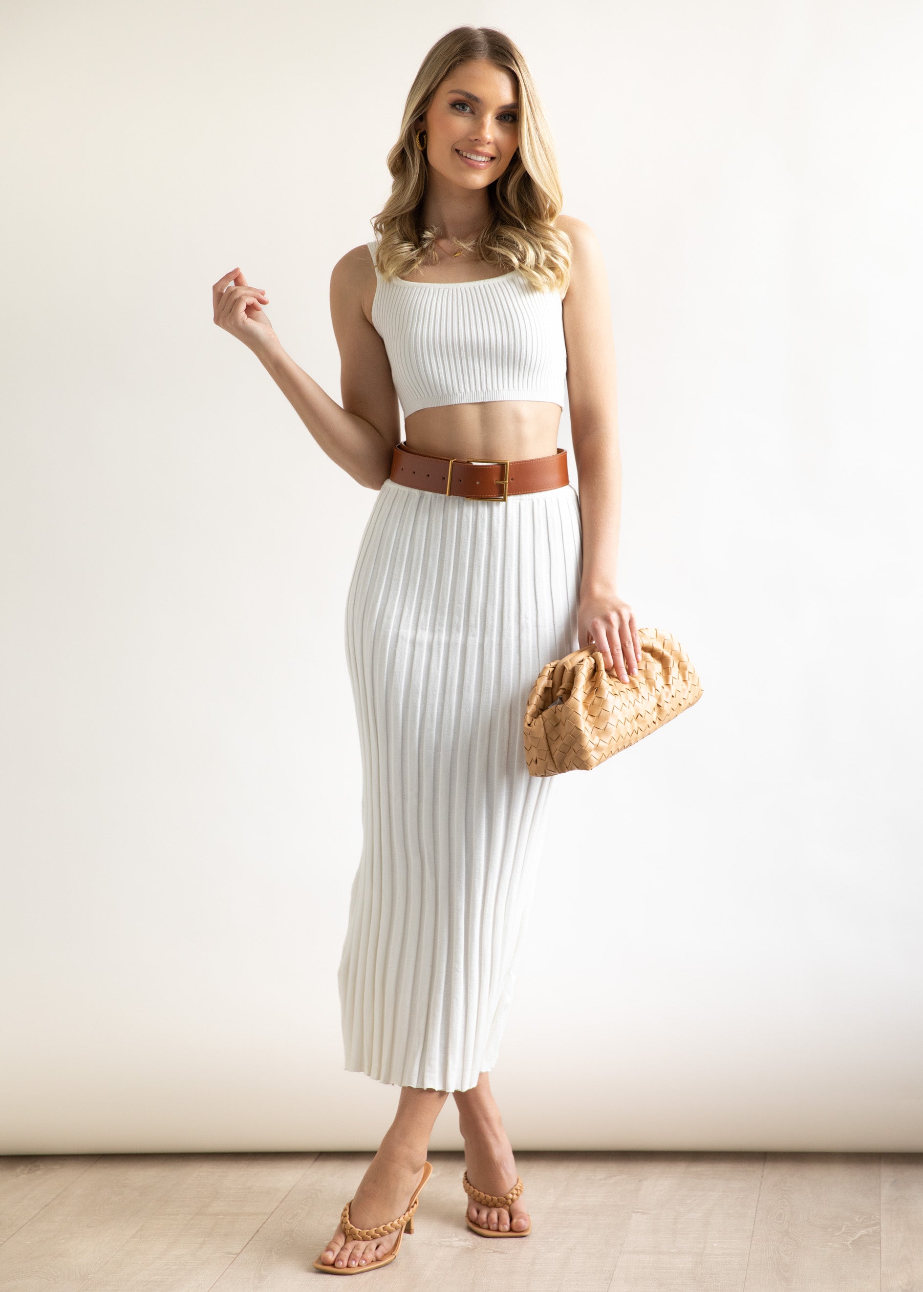 Passia Knit Midi Skirt - Off White